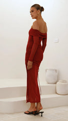 Isadora Off Shoulder Maxi Dress Wine