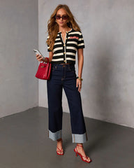 Jadore You Contrast Stripe Knit Sweater