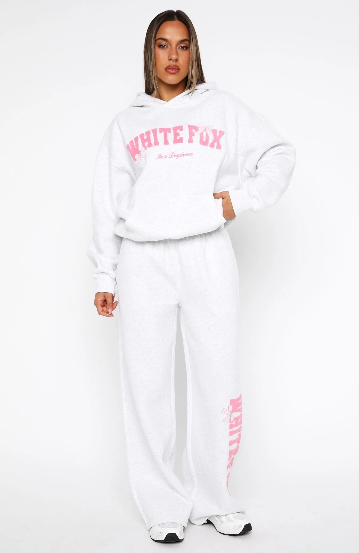 Daydreamers Madeline Wide Leg Sweatpants Grey Marle