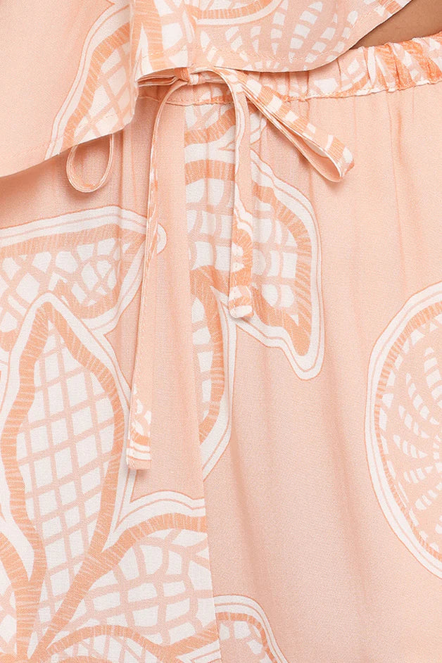 Lira Tie Waist Pant Peach Floral