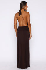 Shes Got That Look Halter Neck Maxi Dress Dark Chocolate
