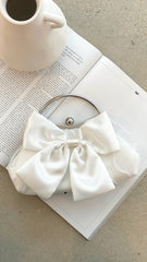 Satin Bow Clutch White