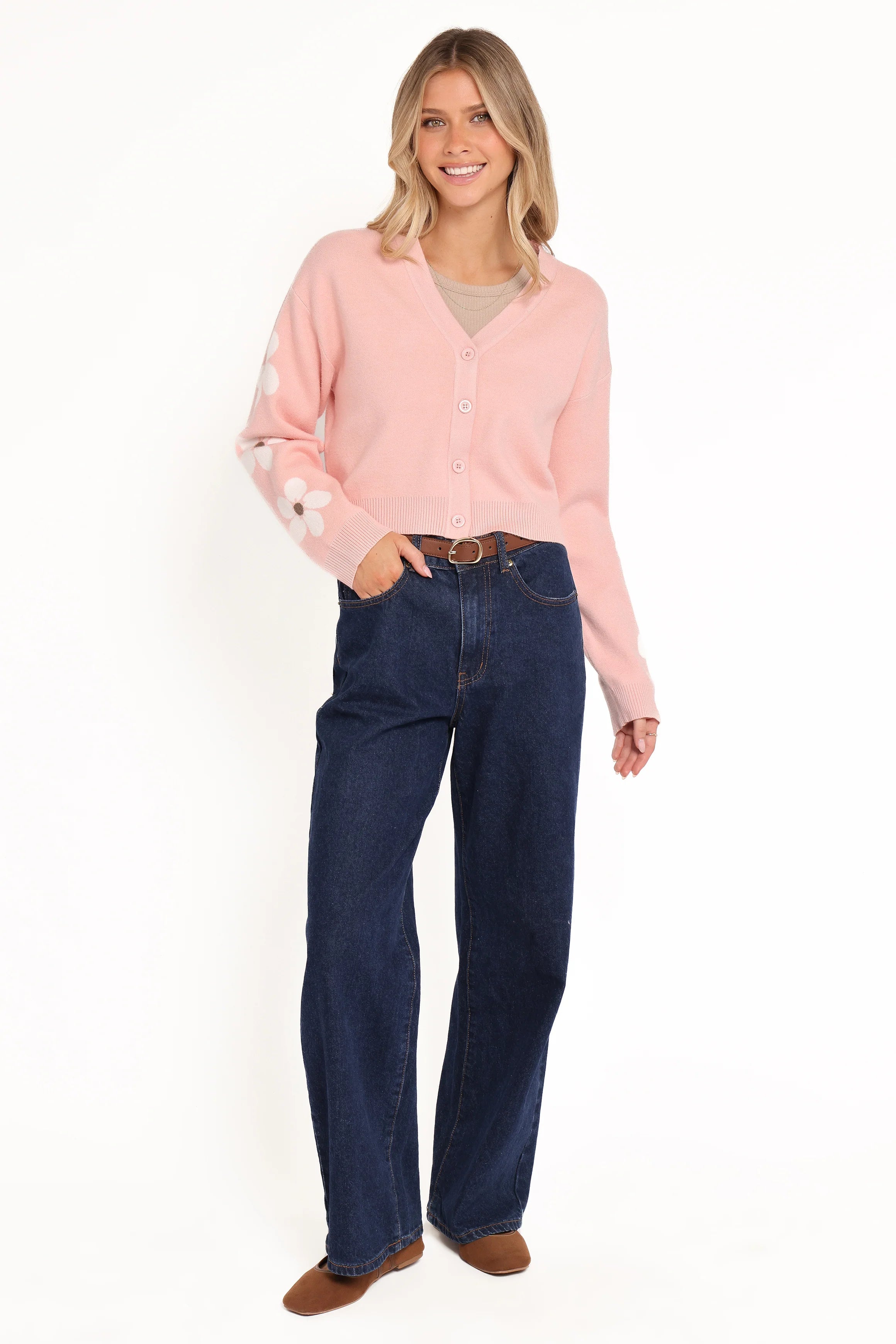Lantana Flower Sleeve Cardigan Pink