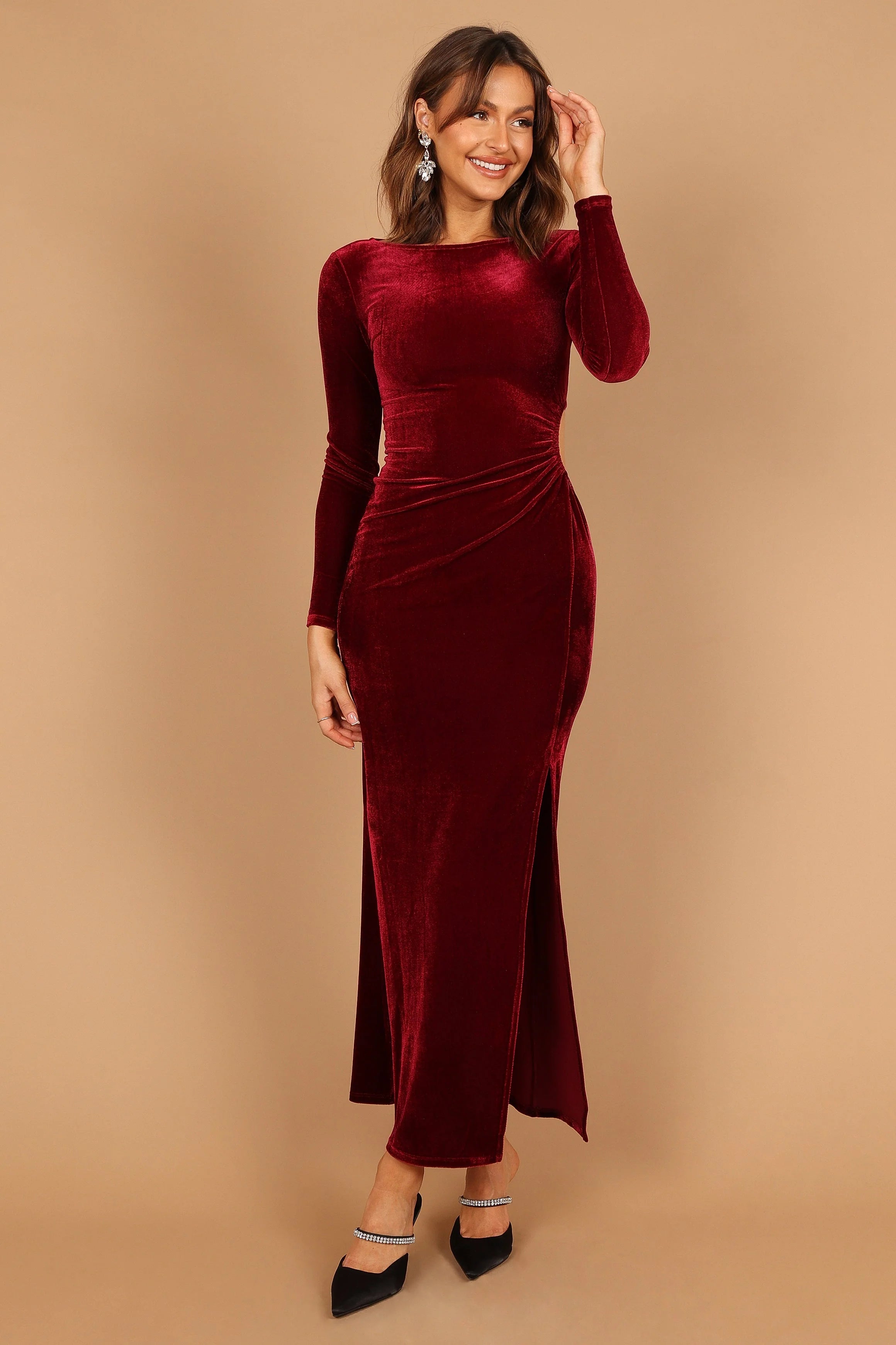 Sarine Long Sleeve Maxi Dress Wine