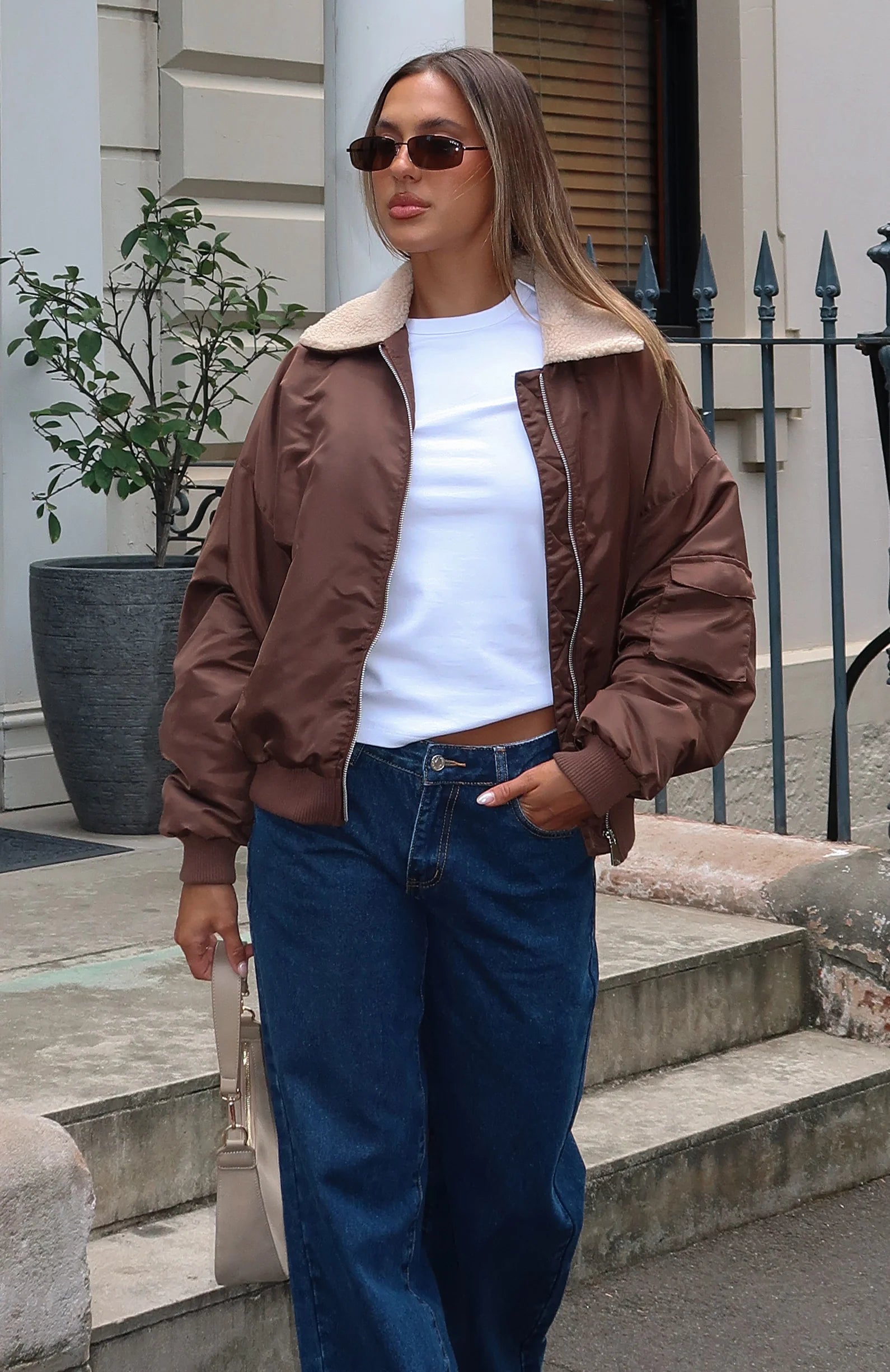 No Airtime Bomber Jacket Chocolate
