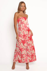 Lani A Line Strapless Maxi Dress Pink Floral
