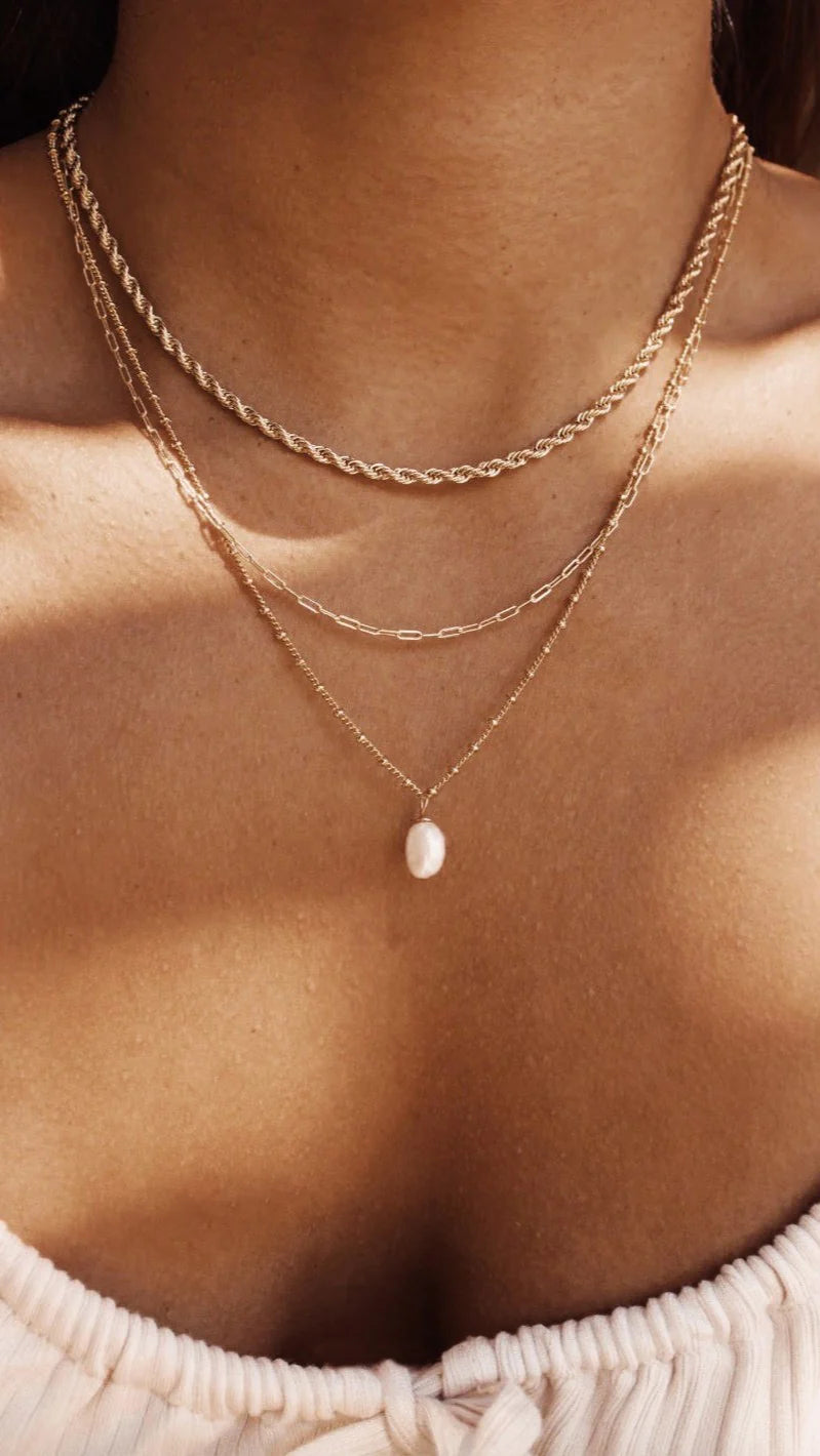 Wenda 14K Gold Necklace Gold Pearl
