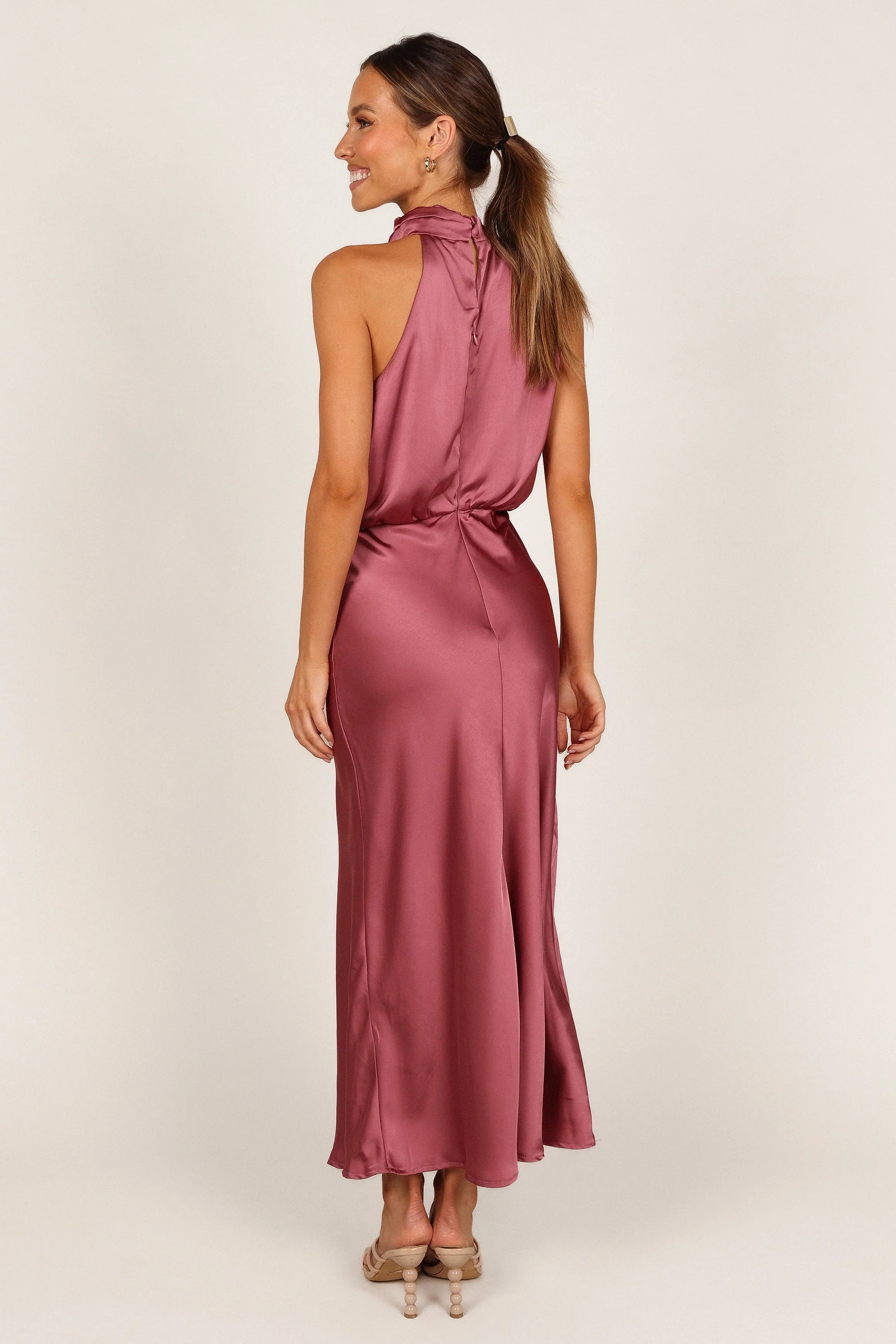 Anabelle Halter Neck Midi Dress Dusty Rose