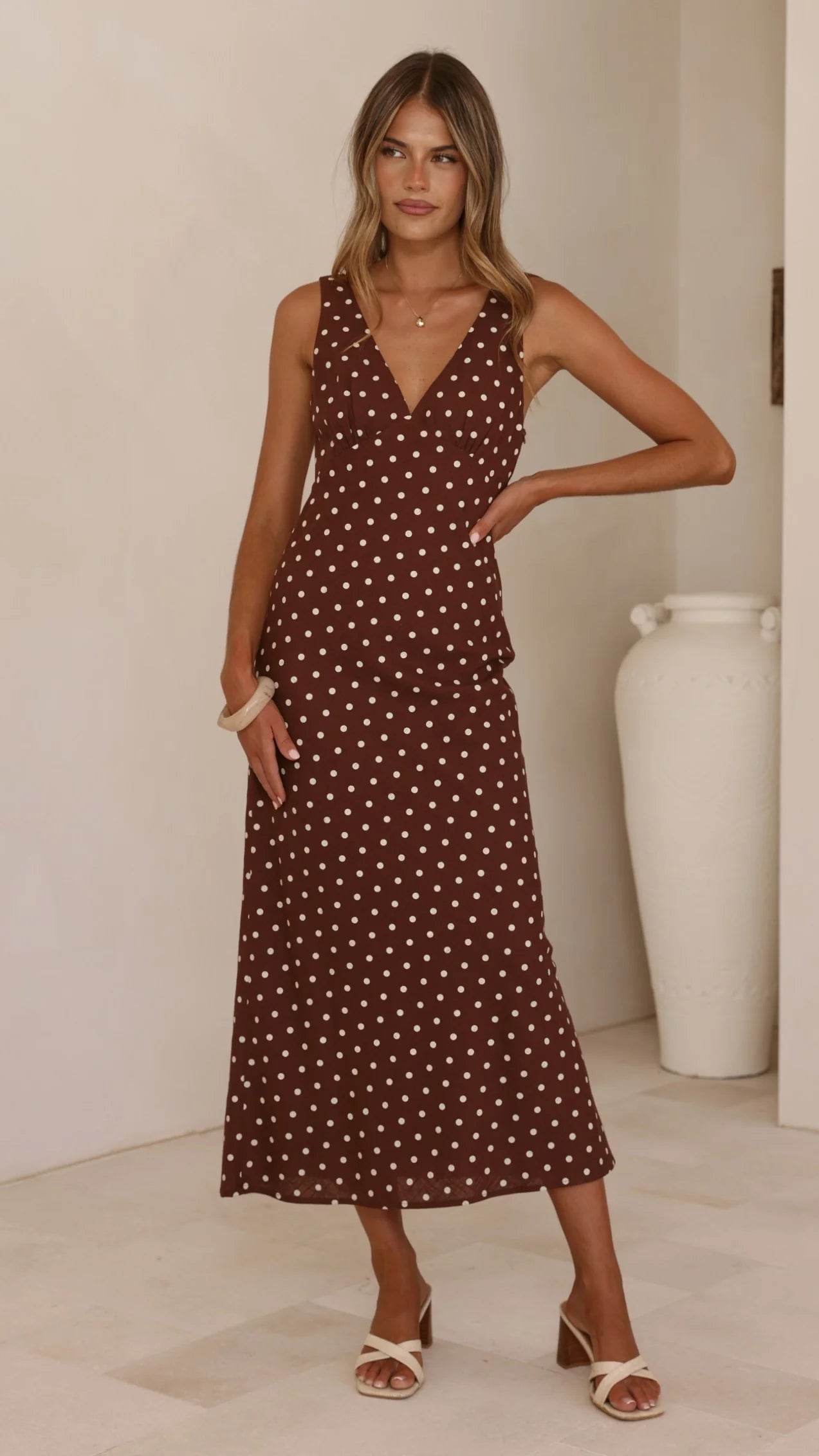 Sammie Maxi Dress Chocolate Nude Spot
