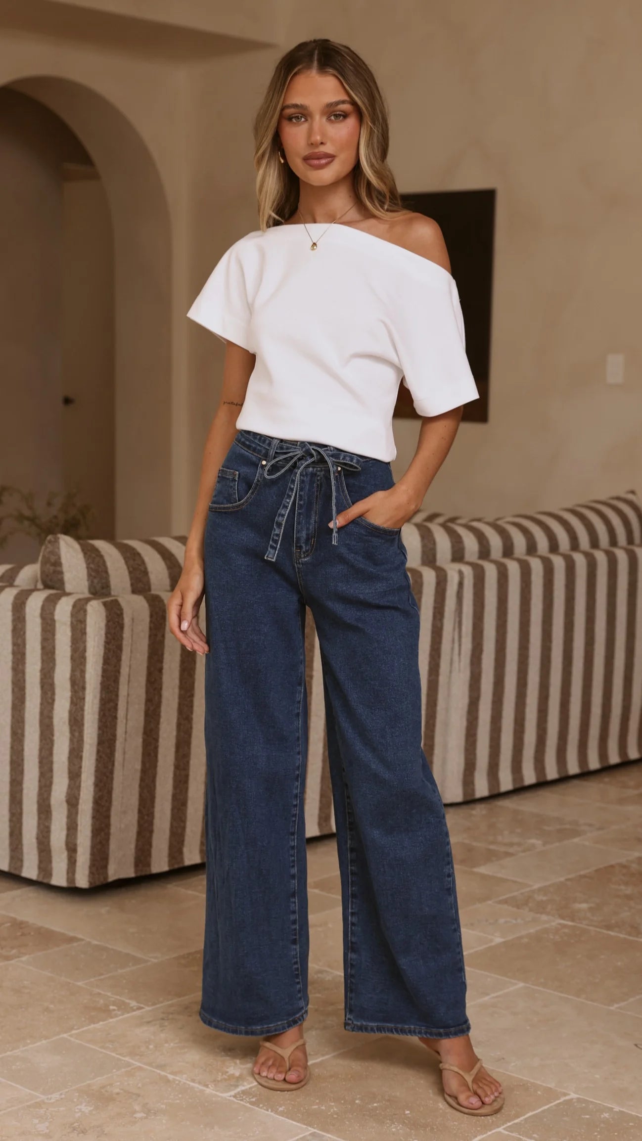 Nyra Wide Leg Jeans Dark Denim