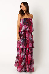 Bloom Strapless Maxi Dress Purple Floral