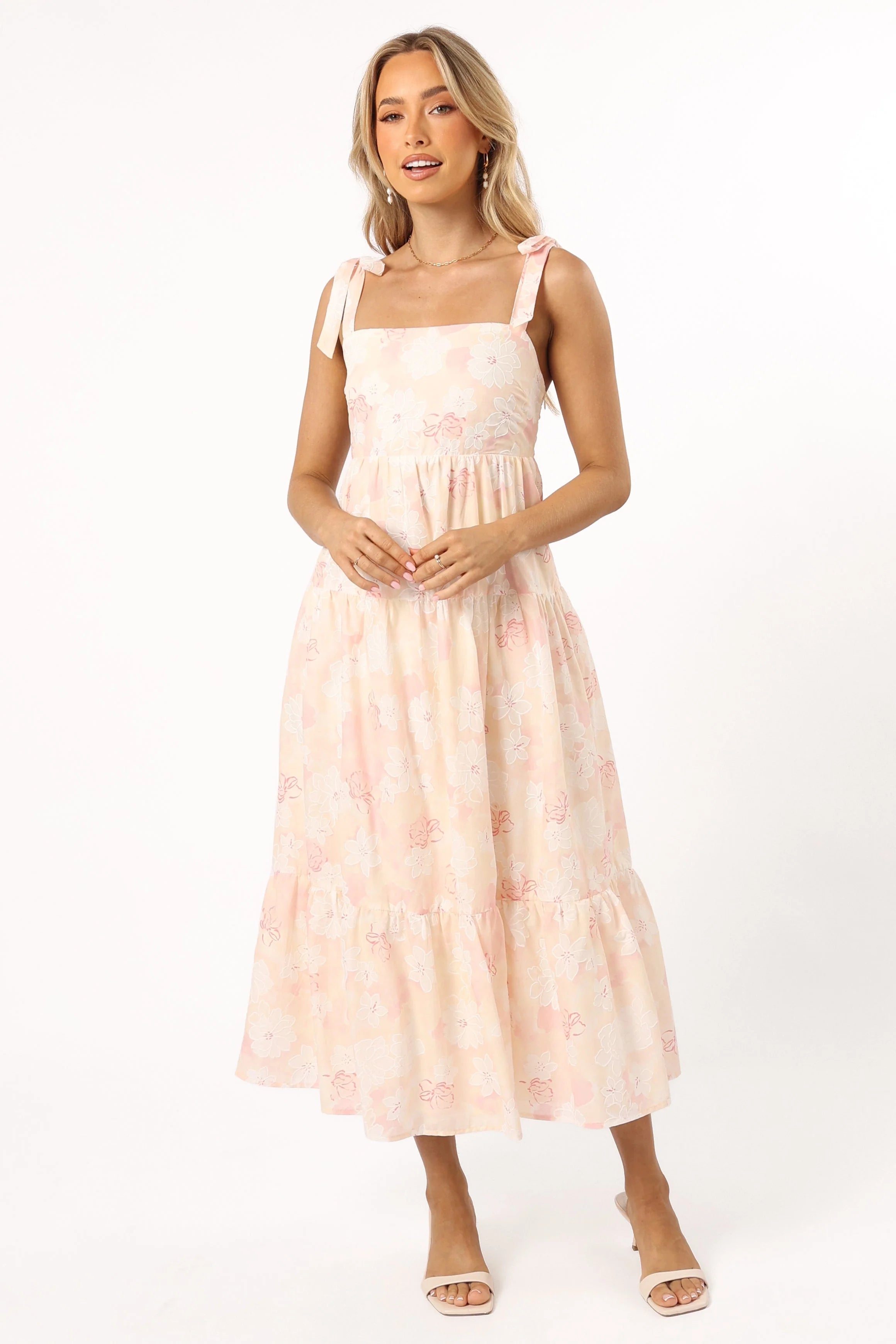 Andi Midi Dress Pink White Floral