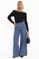 Junia Tie Back Knit Top Black