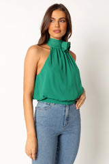Avery Rosette Detail Top Green