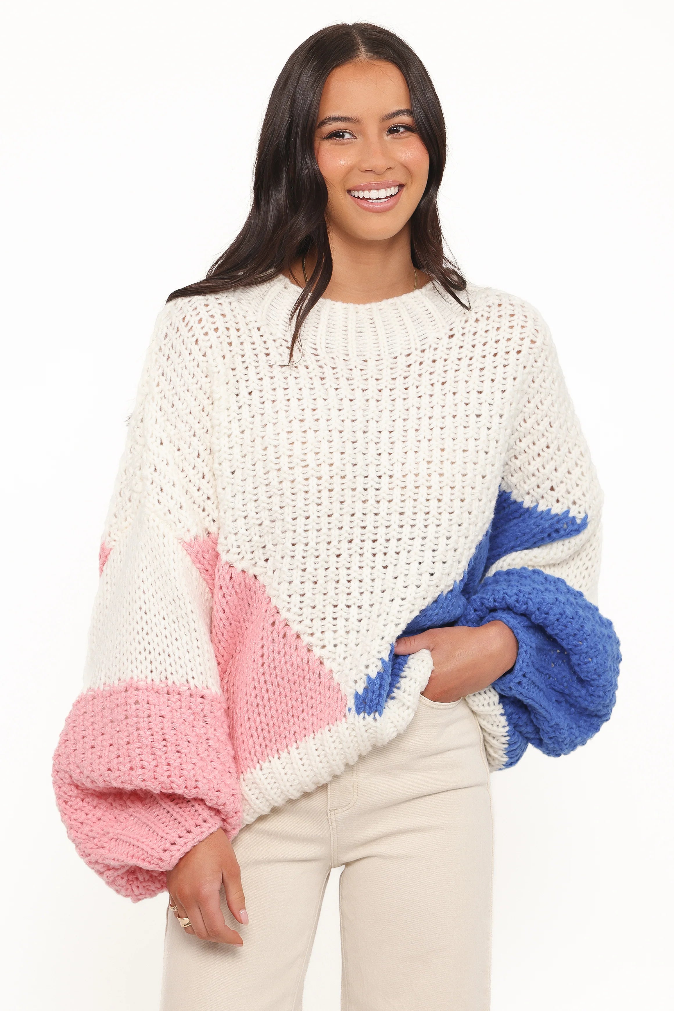 Koda Pattern Knit Sweater White Multi