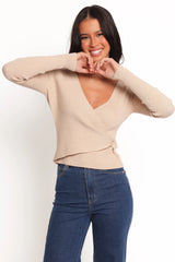 Lavia Knit Wrap Top Beige
