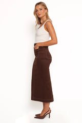 Nikko Midi Skirt Chocolate Brown