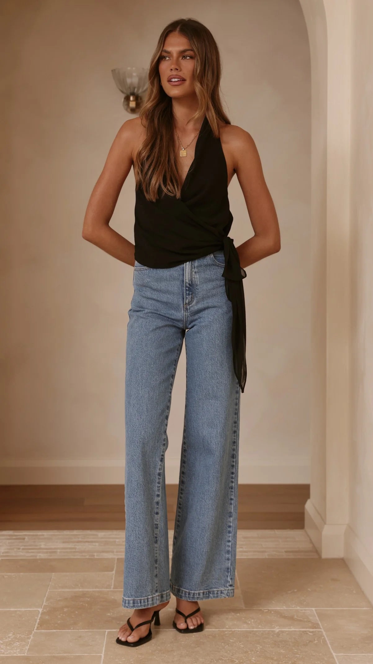 Belle Halter Neck Top Black