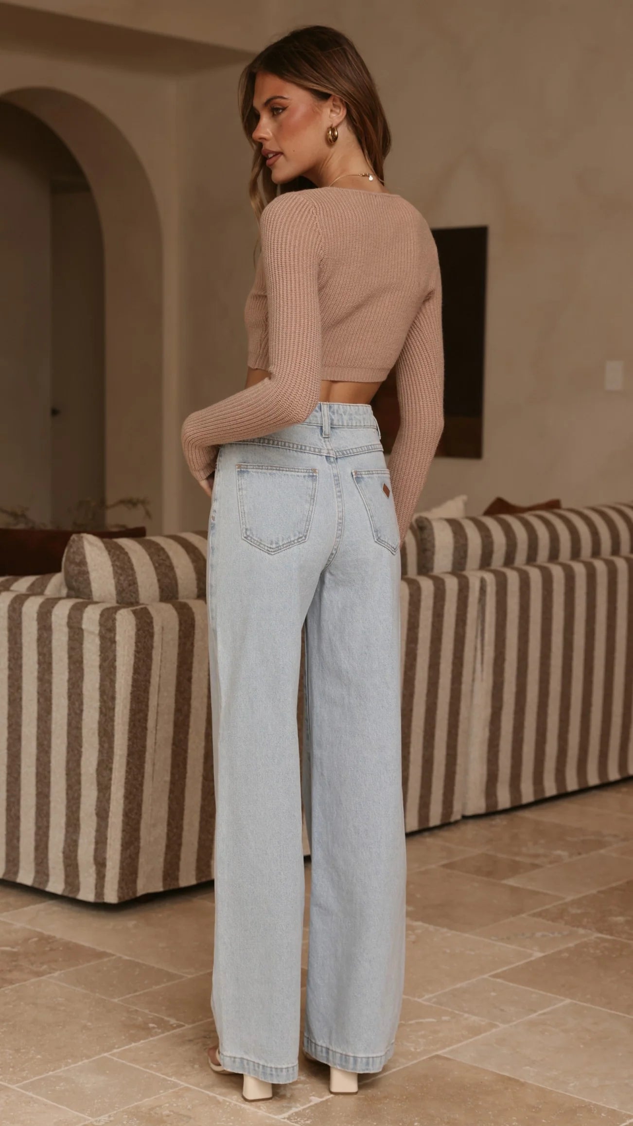 Lacy Long Sleeve Top Mocha