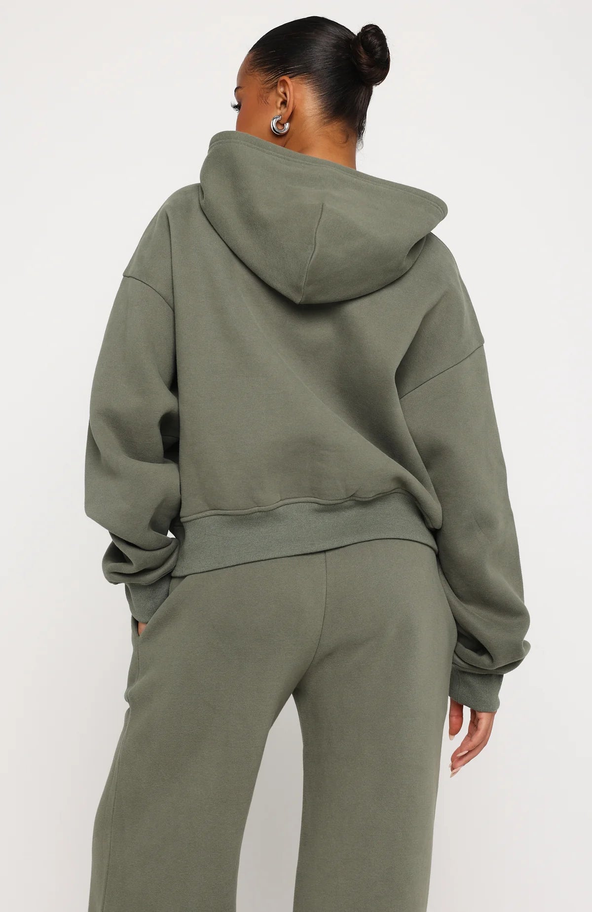 Test Drive Boxy Zip Front Hoodie Khaki