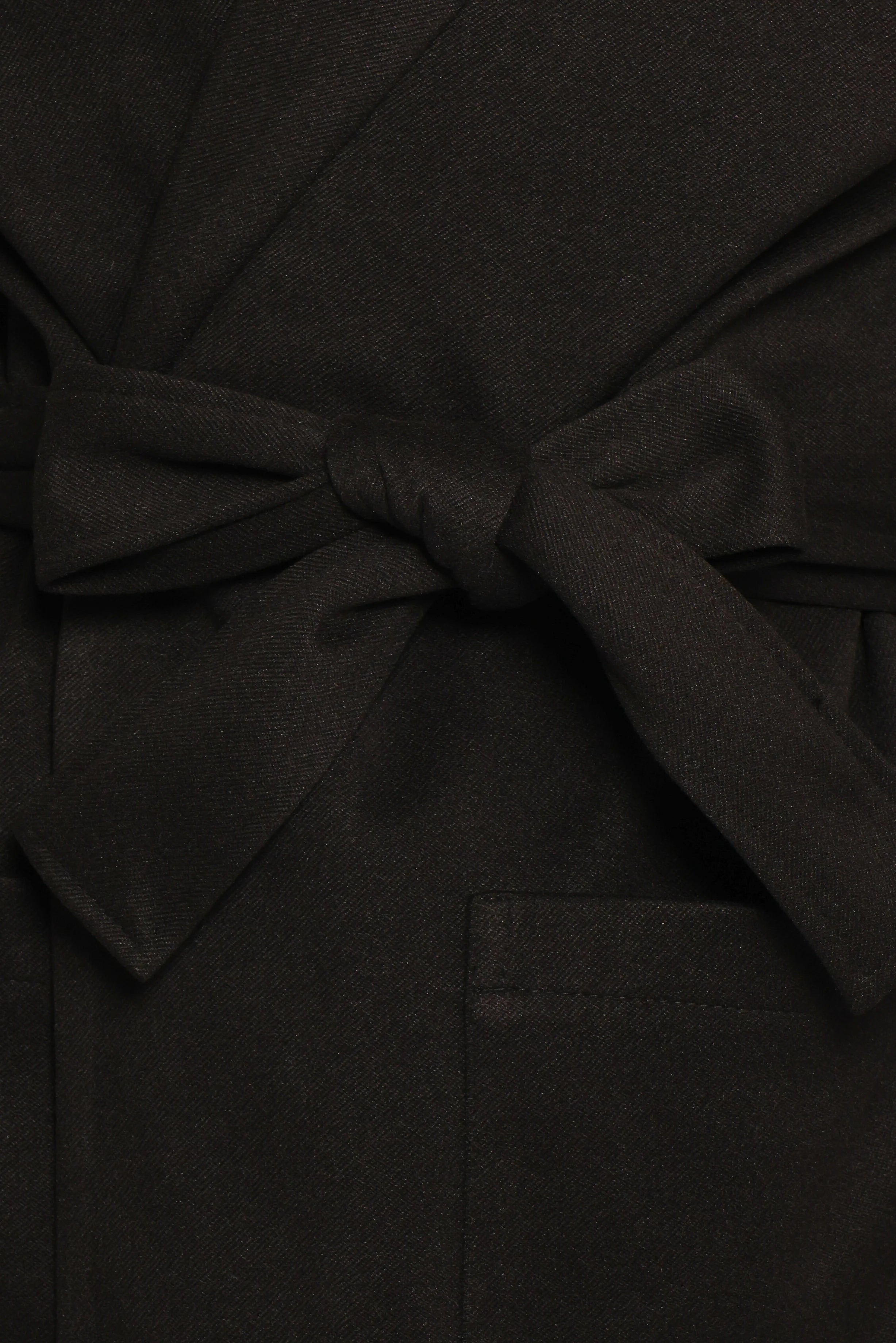 Kloss Tie Front Long Coat Black