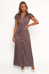 Dean Maxi Dress Brown Polka Dot