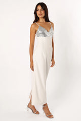 Kylie Slip Dress White Silver