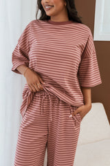 Wilda Oversized Tee Pink Red Stripe
