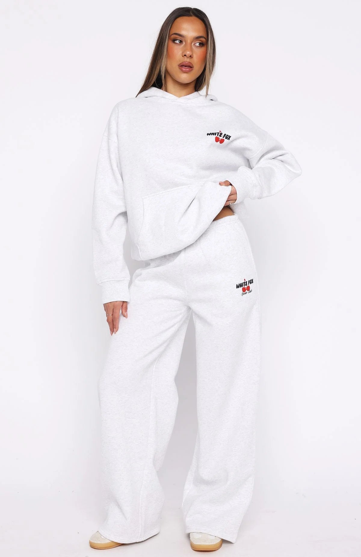 Club 14 Cassie Wide Leg Sweatpants Grey Marle