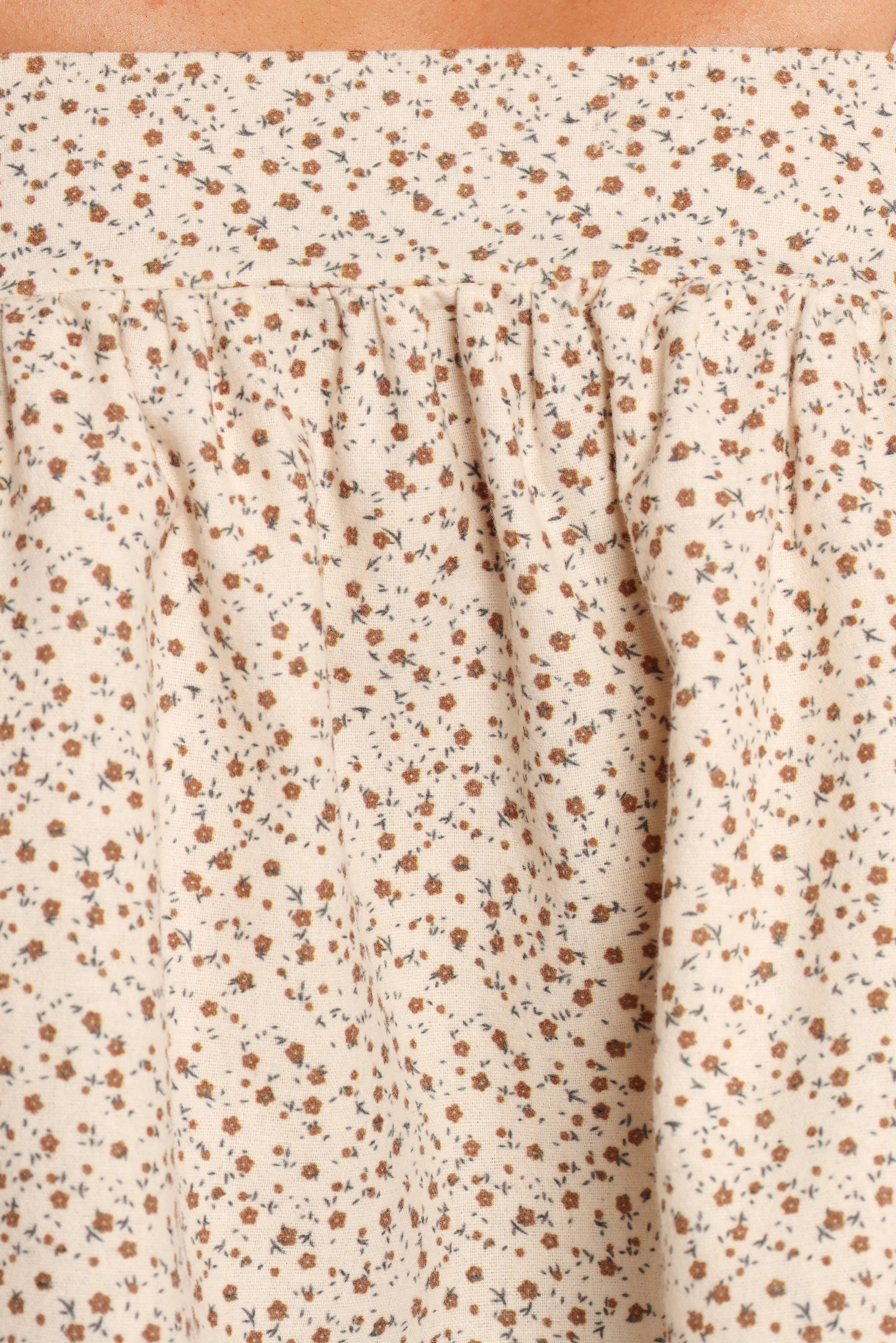 Belakey Top Ivory Brown Floral