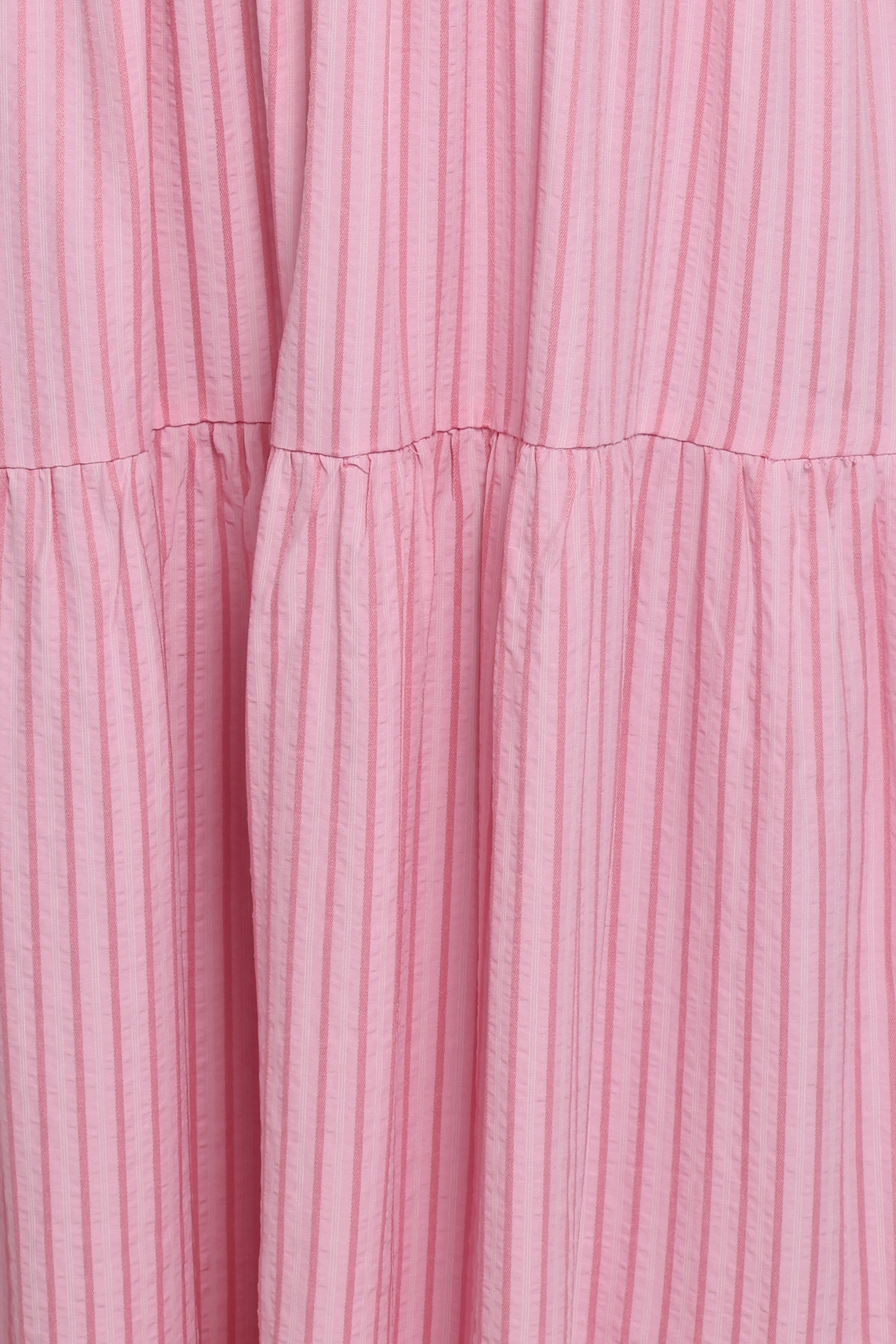 Maisie Strapless Midi Dress Pink Stripe