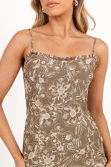 Ashton Midi Dress Olive Floral