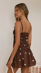 Vida Mini Dress Brown White Spot