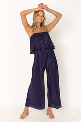 Jillian Plisse Jumpsuit Navy