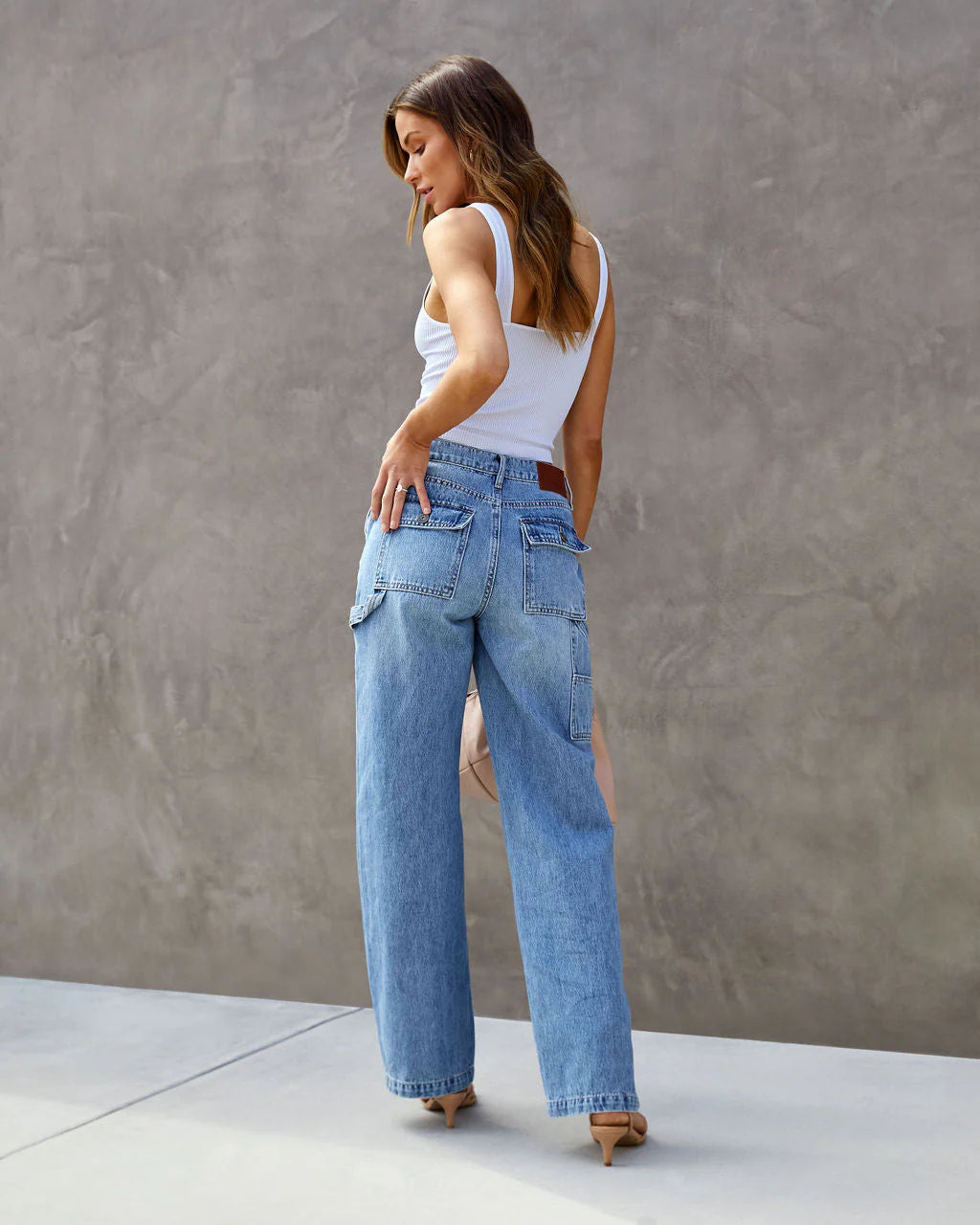 Laurent High Waisted Carpenter Wide Leg Jeans