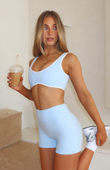 Keep Up High Waisted Shorts 4 Baby Blue