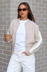 Stripe Me Down Knit Jacket Oat White