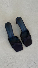 Kelsie Heels Black Satin