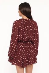 Michelle Romper Burgundy Polka Dot