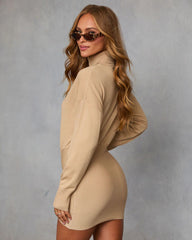 Campfire Cocoa Turtleneck Mini Sweater Dress