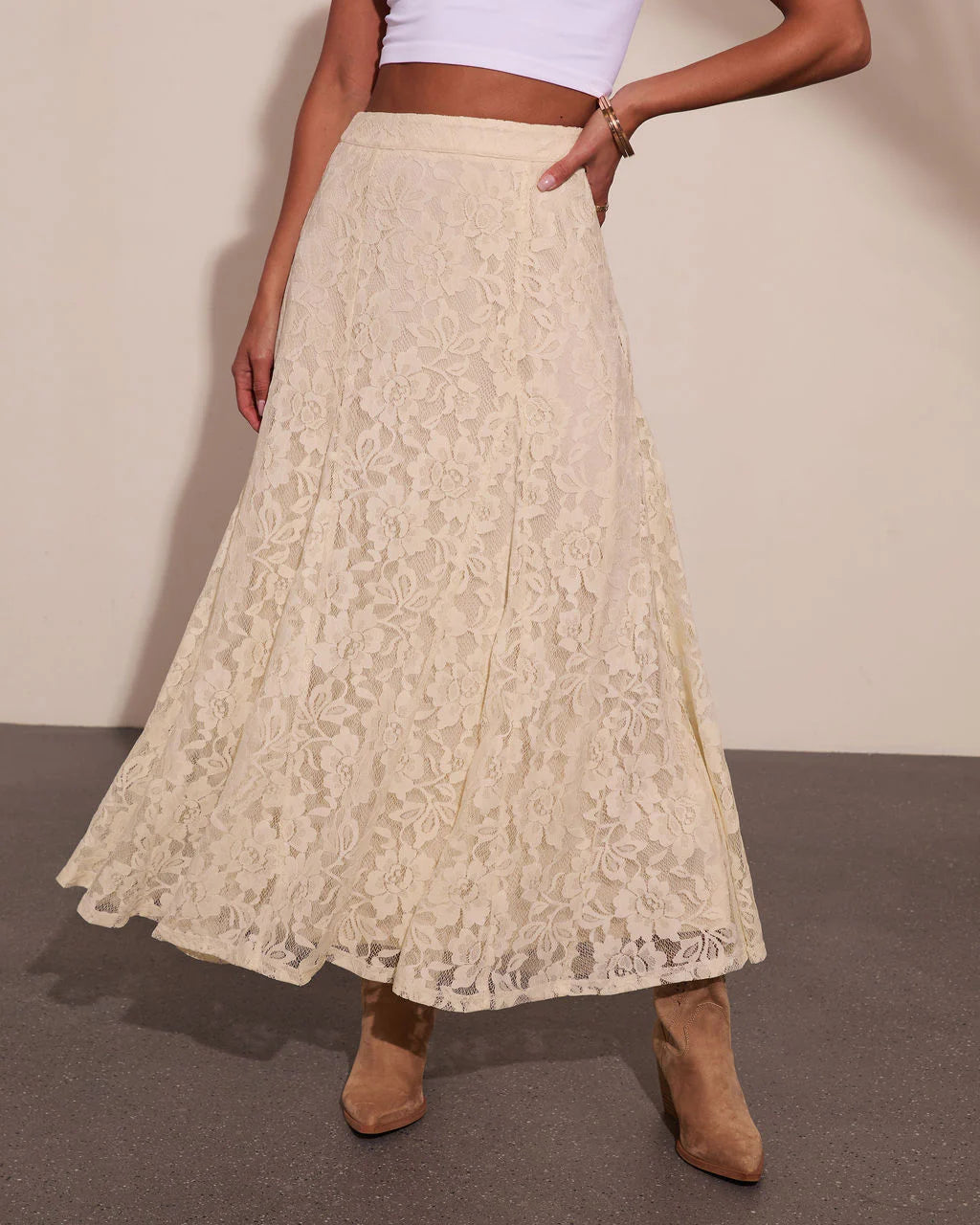 Prairie Spell Floral Lace Maxi Skirt