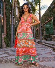 Wander On Floral Colorblock Maxi Dress