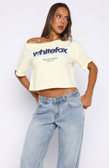 Ive Got That Feeling Boxy Off Shoulder Tee Lemon