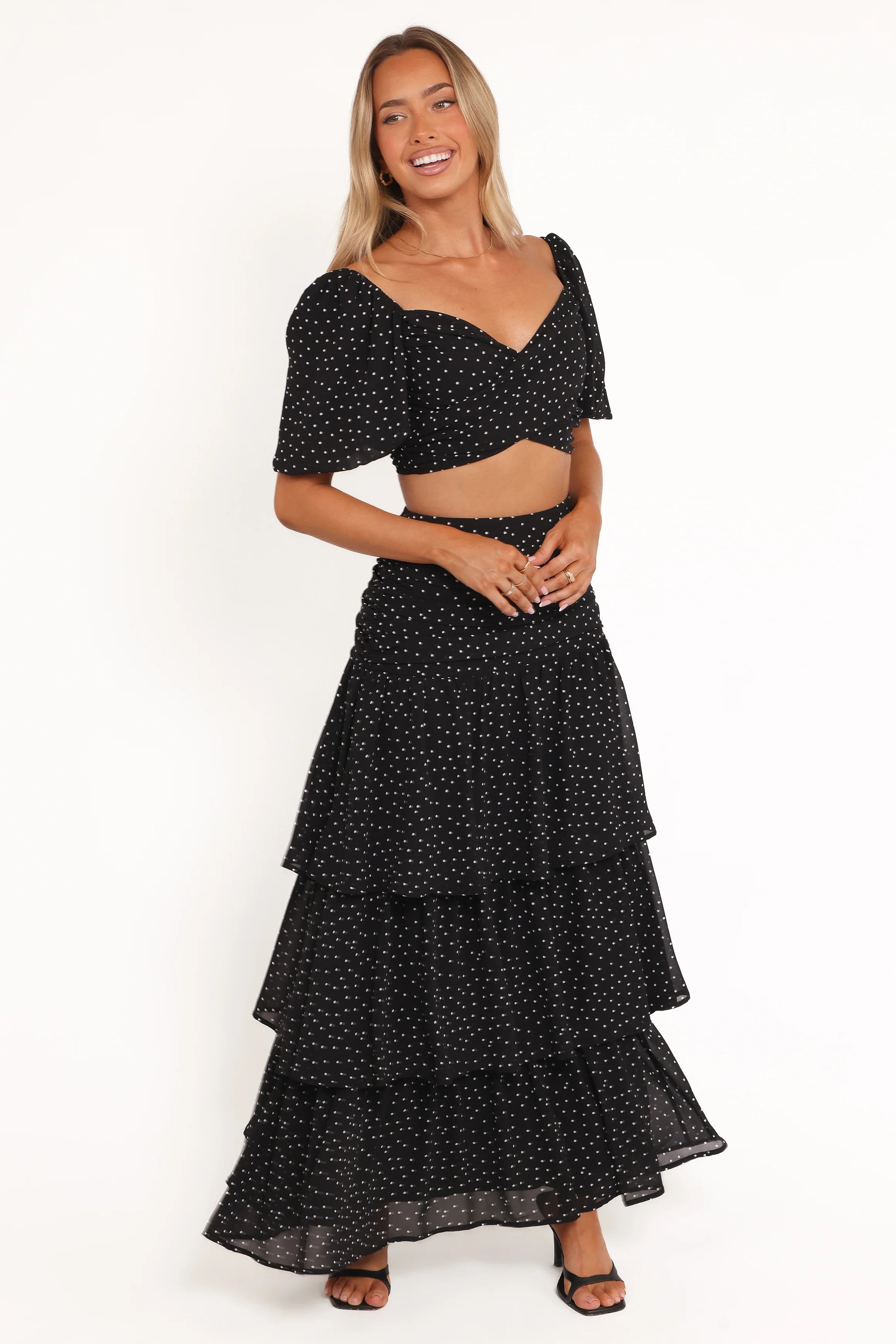 Selina Skirt Set Black Polka Dot