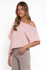Ardena Boucle Knit Top Pink