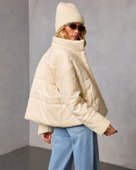 Frosted Avenue Faux Suede Puffer Jacket