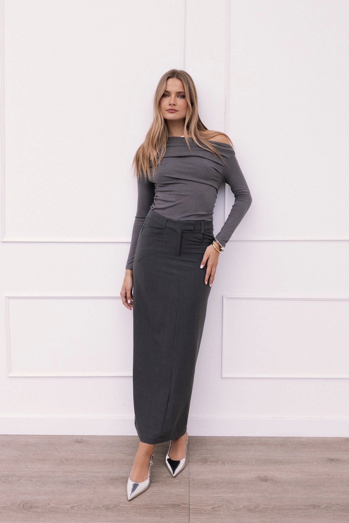 Chicca Maxi Skirt Grey