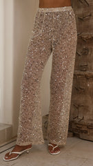 Zinnia Sequins Pant Beige