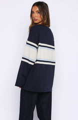 Too Cool For You Oversized Long Sleeve Tee Navy