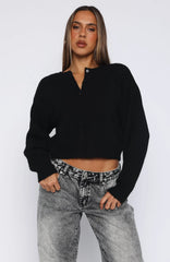 Warm Whispers Knit Cardigan Black
